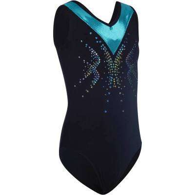 Купальник для художественной гимнастики для девочек без рукавов со стразами DOMYOS - купить в интернет-магазине