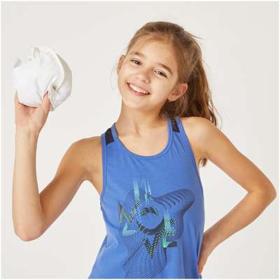 Куртка ультралегкая компактная дышащая гимн. для мальчиков черная с принтом W500 DOMYOS - купить в интернет-магазине