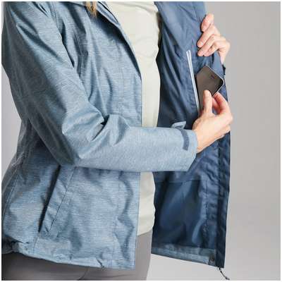 Женская водонепроницаемая куртка для горных походов MH100 сине-серая QUECHUA - купить в интернет-магазине