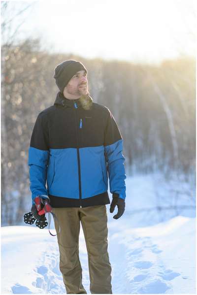 Куртка SH100 X–Warm непромокаемая мужская серо-синяя QUECHUA - купить в интернет-магазине