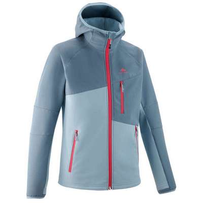 КУРТКА СОФТШЕЛЛ ДЛЯ ПОХОДОВ ДЛЯ ДЕТЕЙ 7–15 ЛЕТ СЕРО-СИНЯЯ MH500 QUECHUA - купить в интернет-магазине