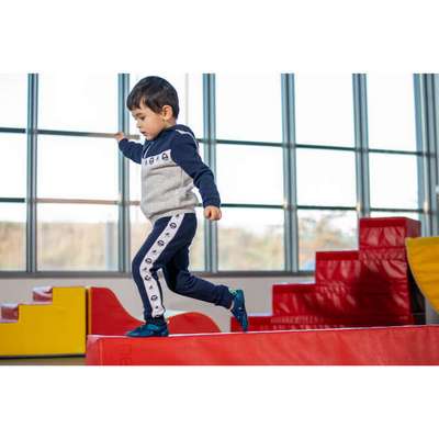 Куртка утепленная гимнастическая детская темно-сине-серая 120 DOMYOS - купить в интернет-магазине