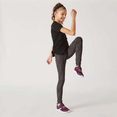 Леггинсы дышащие для девочек бледно-черные DOMYOS - купить в интернет-магазине