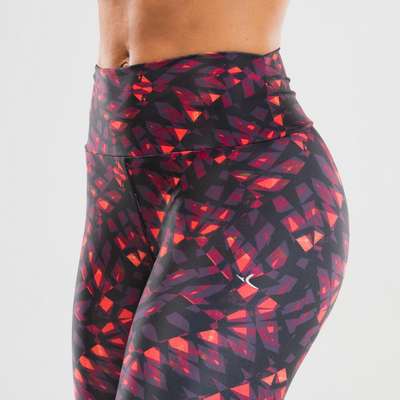 Леггинсы для дэнс-фитнеса женские красные с графикой DOMYOS - купить в интернет-магазине