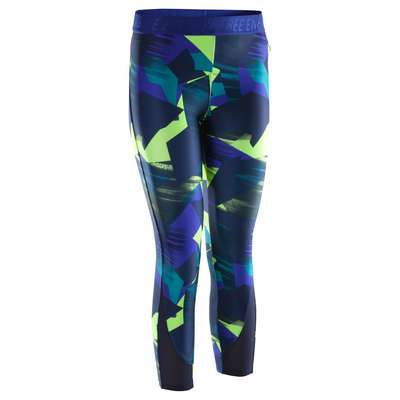 Леггинсы женские зеленые с рисунком 7/8 510 DOMYOS - купить в интернет-магазине