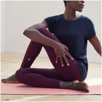 Леггинсы для мягкой йоги женские из биохлопка черные DOMYOS - купить в интернет-магазине