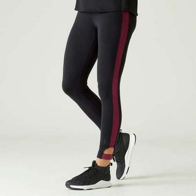 Леггинсы 7/8 женские черно-бордовые 510 DOMYOS - купить в интернет-магазине