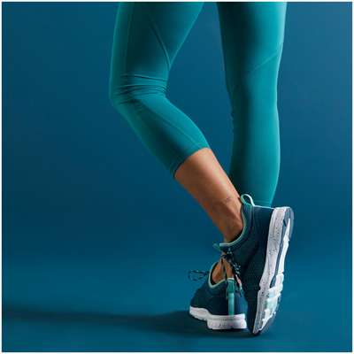 Леггинсы 7/8 для фитнеса и кардиотренировок женские зеленые 500A DOMYOS - купить в интернет-магазине