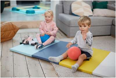 Легинсы детские для девочек 100 Baby Gym розовые с принтом DOMYOS - купить в интернет-магазине