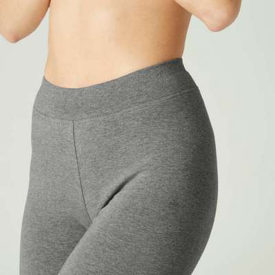 Легинсы FIТ+ для фитнеса прямого покроя, низ на затяжке женские 500 серые NYAMBA - купить в интернет-магазине