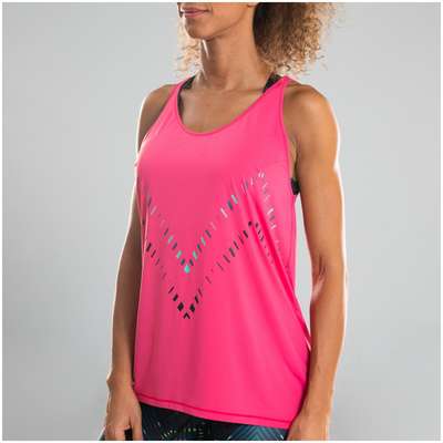Майка для дэнс-фитнеса ажурная розовая женская DOMYOS - купить в интернет-магазине