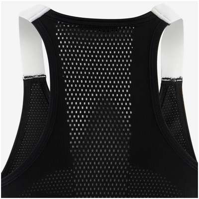 Майка дышащая гимн. д/девочек черная с бел. бретелями по техн. body mapping S900 DOMYOS - купить в интернет-магазине