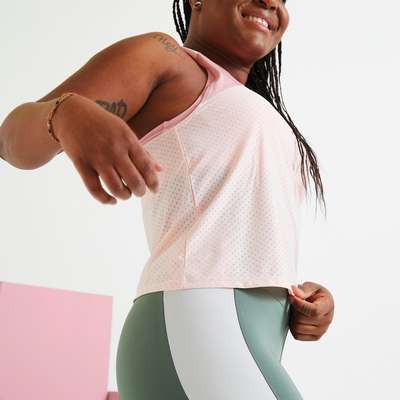 Майка для фитнеса и кардиотренировок женская Color block 520T DOMYOS - купить в интернет-магазине