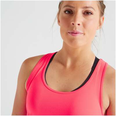 Майка для фитнеса и кардиотренировок женская My Top 100 черная DOMYOS - купить в интернет-магазине