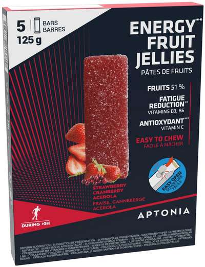 Мармелад фруктовый из клубники, клюквы, ацеролы 5 x 25 г ENERGY FRUIT JELLIES APTONIA - купить в интернет-магазине