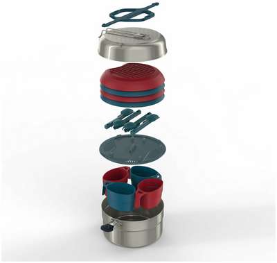 Набор посуды из нержавеющей стали с непригораемым покрытием д/походного кемпинга QUECHUA - купить в интернет-магазине
