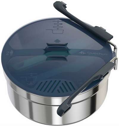 Набор посуды для лагеря MH100 из нержавеющей стали для 2 человек (1,6 л) QUECHUA - купить в интернет-магазине