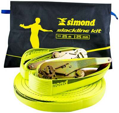 НАБОР ДЛЯ СЛЭКЛАЙНИНГА 25 мм x 25 МЕТРОВ ЖЕЛТЫЙ SIMOND - купить в интернет-магазине