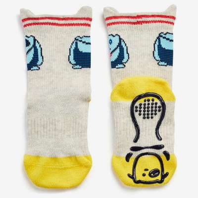
				Носки для малышей нескользящие 600 бежевые с принтом DOMYOS - купить в интернет-магазине 
			
